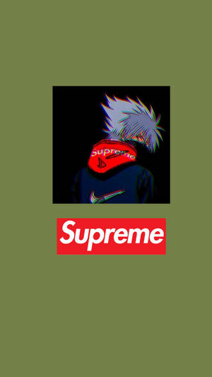 Kakashi Hatake Supreme On Olive Green Background Wallpaper