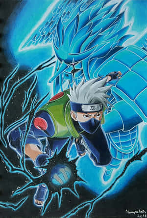 Kakashi Of The Sharingan Wielding The Powerful Susanoo. Wallpaper