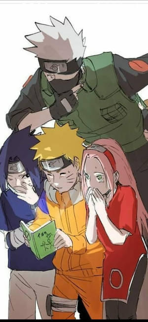 Kakashi Peeping Team 7 Peeping Naruto Iphone Wallpaper