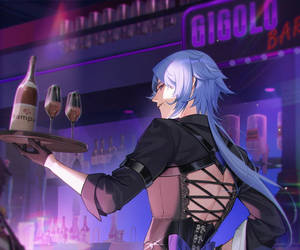 Kamisato Ayato Serving Drinks Wallpaper