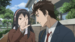 Kana Kimishima And Shinichi Izumi In Parasyte Wallpaper