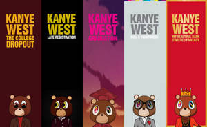 Kanye West Bear Albums Split-screen At Bottom Wallpaper