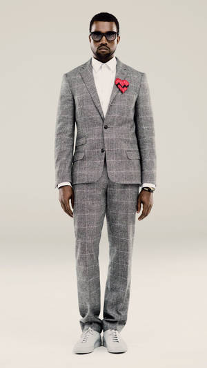Kanye West In Grey Suit Wallpaper