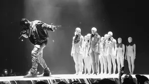 Kanye West Rapping On Stage Wallpaper