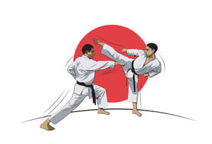 Karate Drawing Fight Japan Flag Wallpaper