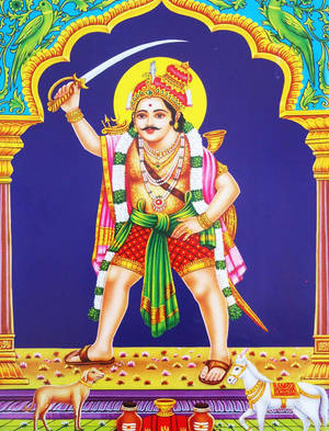 Karuppasamy Wielding Sword Wallpaper