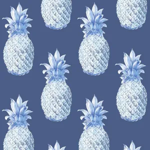Kashmir Blue Pineapple Prints Wallpaper