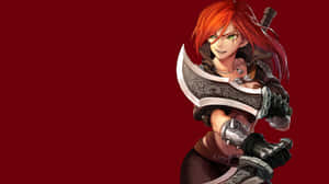 Katarina Red Background Leagueof Legends Wallpaper