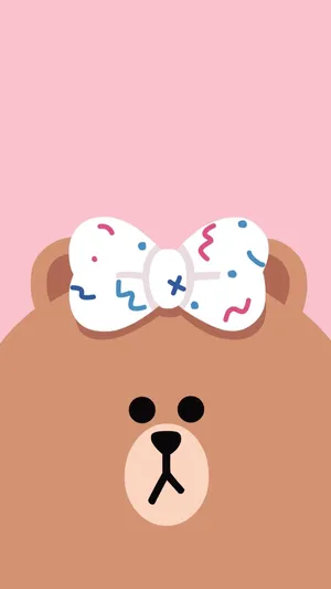 Kawaii Choco In White Bow Line Friends Wallpaper