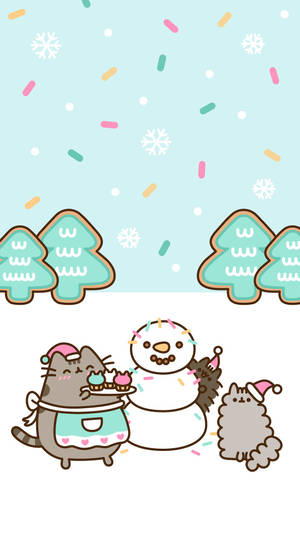 Kawaii Christmas Of Cats Wallpaper