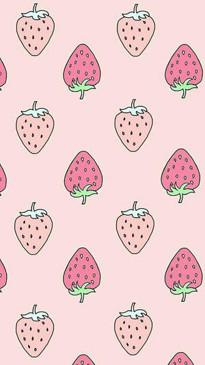 Kawaii Cute Girly Strawberries Wallpaper