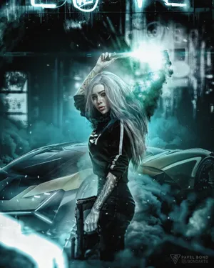 Kawaii Gaming Girl Holding Flare Light Stick Wallpaper