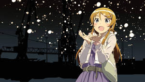 Kawaii Hd Anime Girl Catching Snow Wallpaper