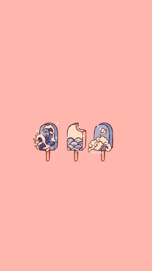 Kawaii Japanese Wave Popsicles Wallpaper
