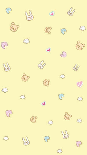 Kawaii Pastel Bears And Rabbits Wallpaper