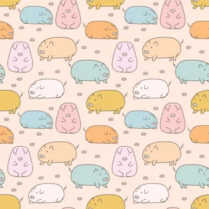 Kawaii Piggy Pattern Art Wallpaper
