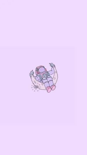 Kawaii Purple Astronaut On Moon Wallpaper