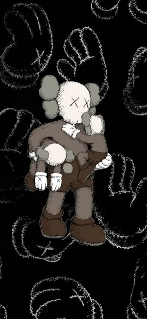 Kaws Teddy Bear Art Black And White Wallpaper