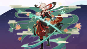 Kazuha Genshin Impact Transparent Green Sword Wallpaper