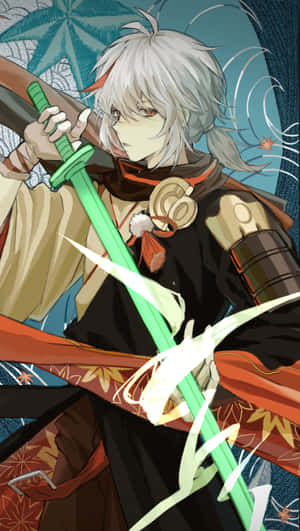 Kazuha Light Green Sword Wallpaper