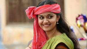 Keerthi Suresh Dazzling In Red Headband Hd Image Wallpaper
