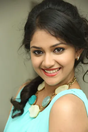 Keerthi Suresh Profile Shot In Teal Dress Hd Wallpaper