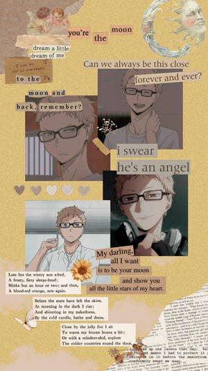 Kei Tsukishima Yellow Aesthetic Mood Board Wallpaper