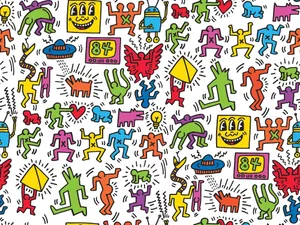 Keith Haring Vibrant Pop Art Pattern Wallpaper
