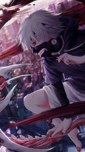 Ken Fighting Rooftop Tokyo Ghoul Iphone Background Wallpaper