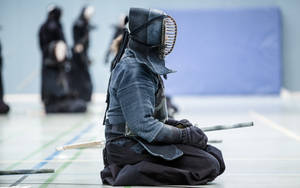 Kendo Fighter In Seiza Sitting Pose Wallpaper