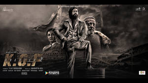Kgf Chapter 2 Black And White Poster With Characters Wallpaper