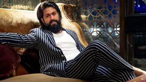 Kgf Star Yash Dons A Pinstriped Suit Wallpaper