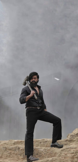 Kgf Yash With Axe Wallpaper