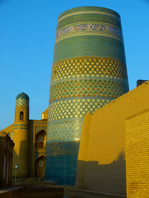 Khiva Thick Green Tower Wallpaper