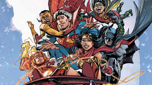 Kid Flash And Superheroes Having Fun Wallpaper