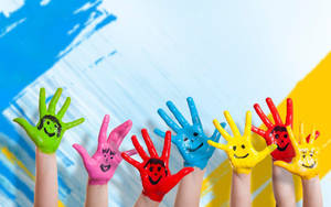 Kids Colorful Hands Wallpaper