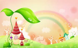 Kids Rainbow Village Wallpaper