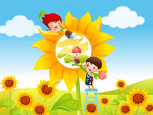 Kids Sunflower Farm Wallpaper