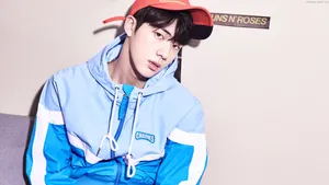 Kim Seok Jin Wearing Red Cap Wallpaper