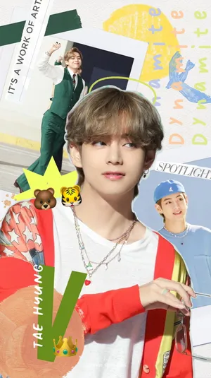 Kim Taehyung 2021 Colorful Outfits Wallpaper