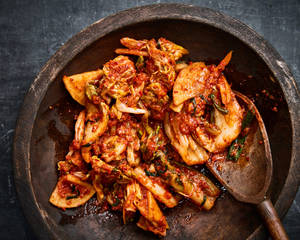 Kimchi On Wooden Bowl Wallpaper