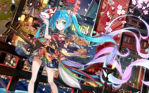 Kimono Hatsune Miku Wallpaper