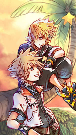 Kingdom Hearts Near Palm Tree Phone Wallpaper