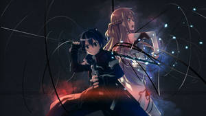 Kirito Fighting Alongside Asuna Wallpaper