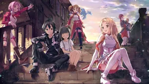 Kirito Sitting At The Stairs Wallpaper