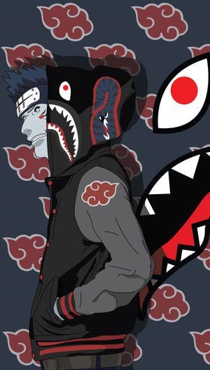 Kisame Hoshigaki With Bape Cartoon Hoodie Wallpaper