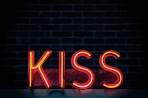 Kiss Neon Sign Wallpaper