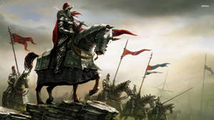 Knight On Armored Horses Wallpaper