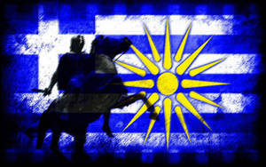 Knight On Greek Macedonia Flag Wallpaper