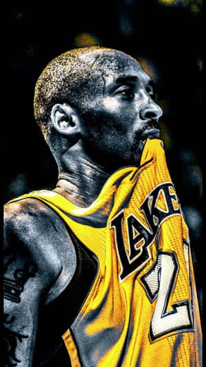 Kobe Bryant Phone Biting Jersey Wallpaper